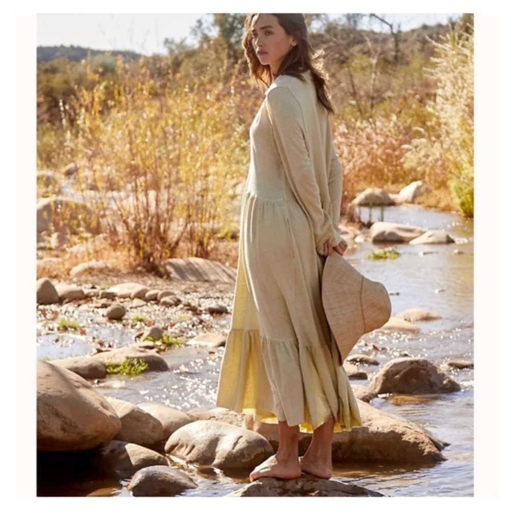 Free People Oversized Moonlight Long Sleeve Cotton & Hemp Midi Dress NWT Size M - Picture 12 of 13